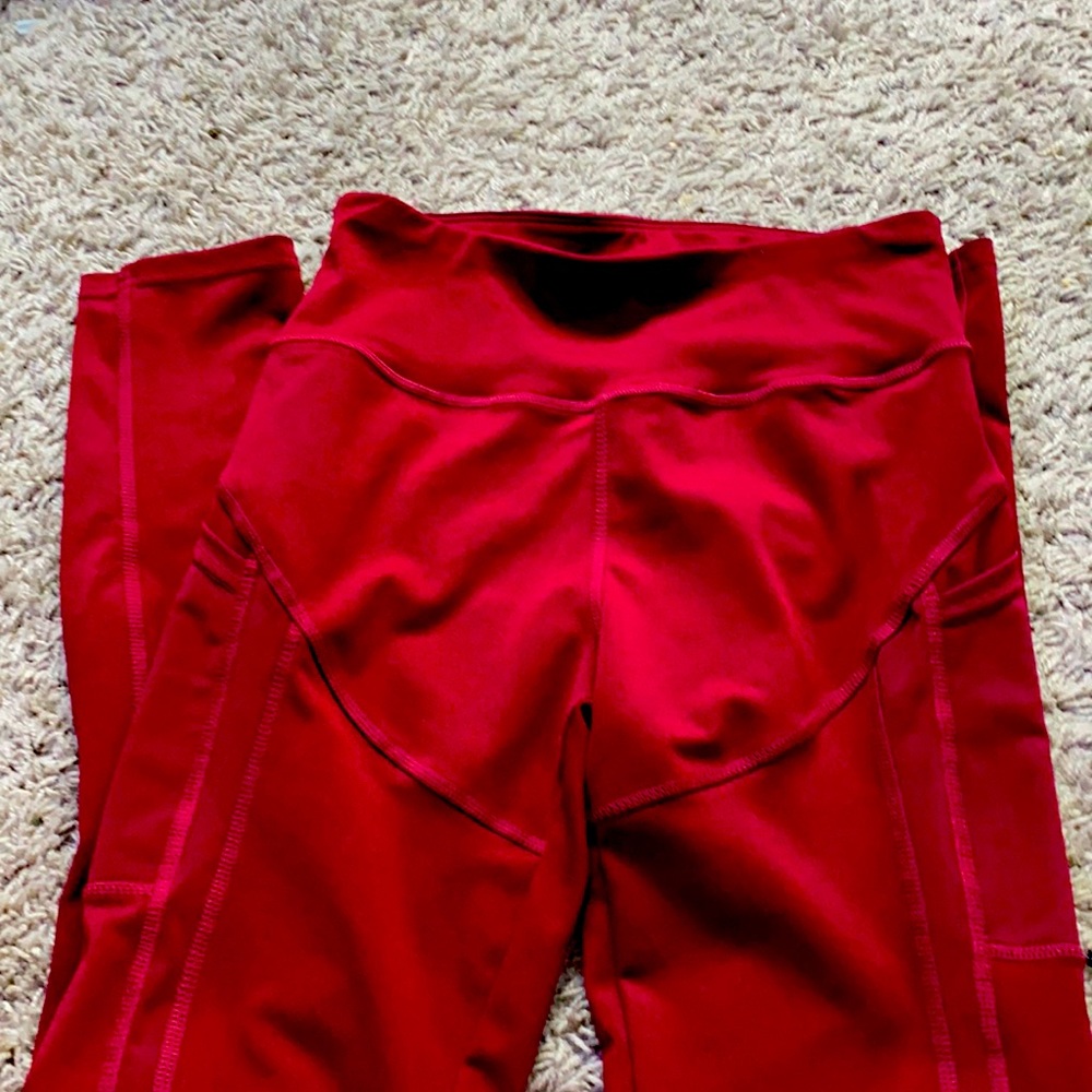 Red leggings athletic